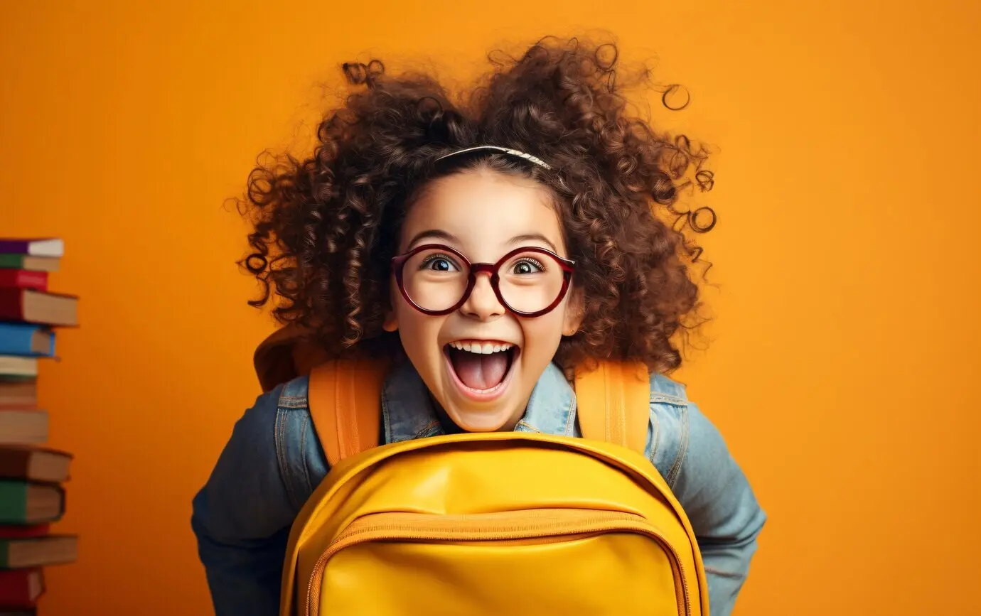 Забавный малыш с рюкзаком